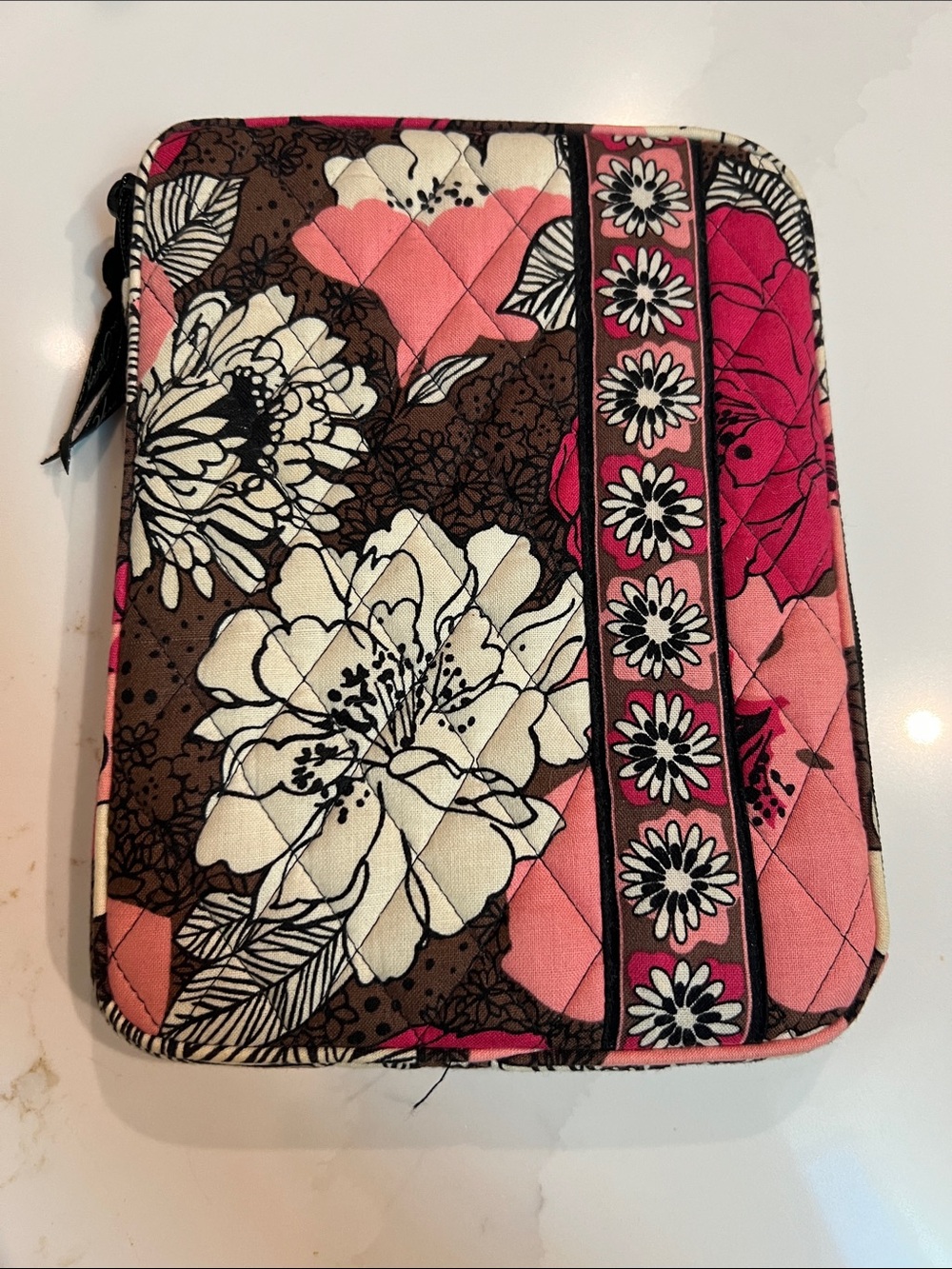 Vera Bradley Pink Brown Floral Quilted Tech Organizer for Kindle or similar